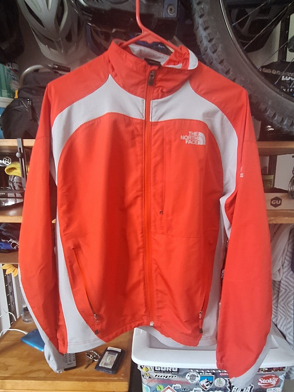 The North Face Men’s Red and Gray Windbreaker Jacket. In Excellent Condition.